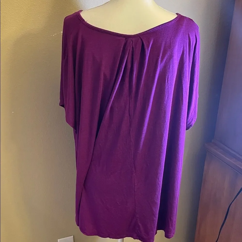 Lane Bryant Rich Purple Short Sleeve Top - Picture 4 of 5